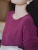 YF Wool Knit Long Crew Korean Crew Neck Long Sleeve Winter Wine XL 100% Sweater, Sleeve, Neck, Mid-Length, Fluffy, Warm, Stylish, Fashion, Elegant,