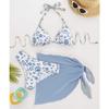 Small floral lace-up three-piece set sexy bikini split swimsuit swimsuit women
