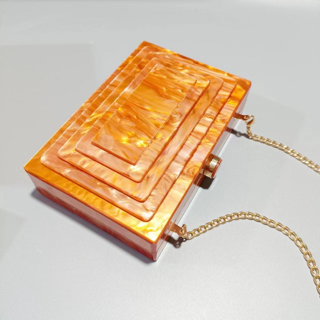 Summer Dinner Bag Retro Splicing Bag Trendy Acrylic Shoulder Chain Bag Bag Women