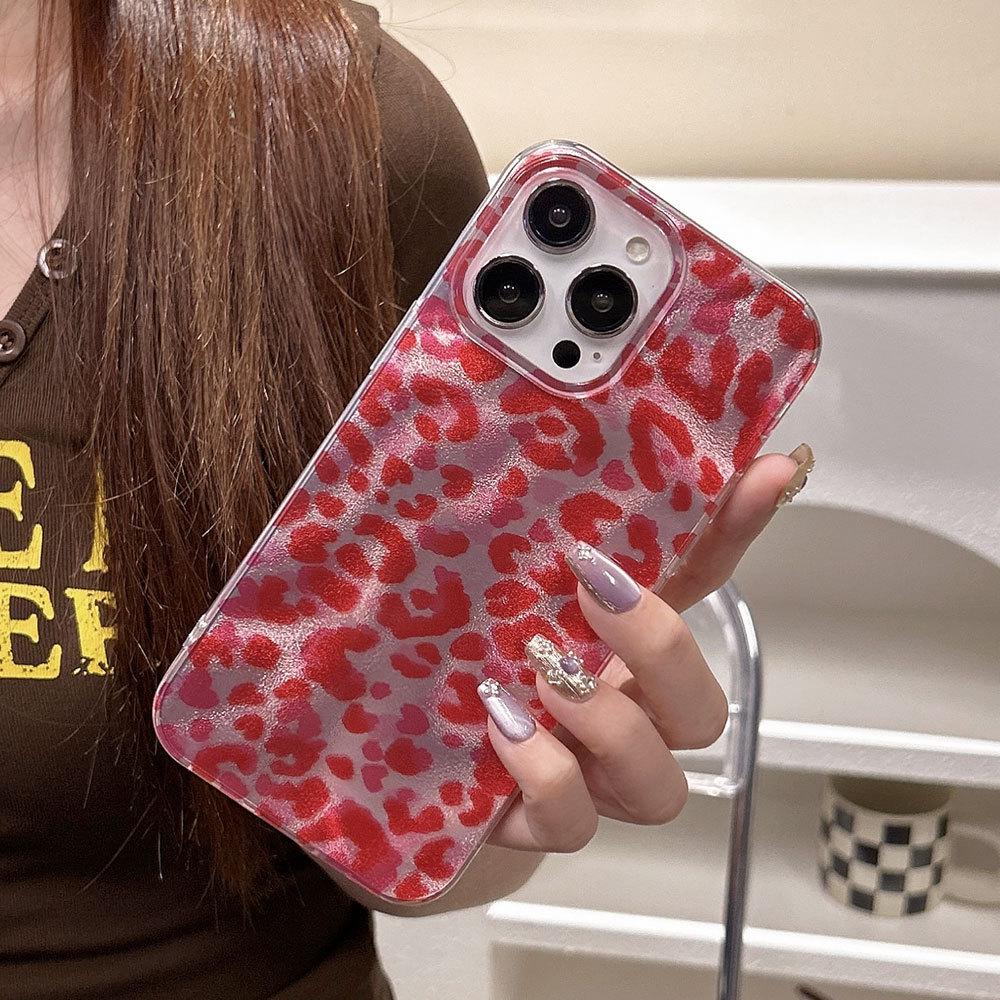 Layered Pink Leopard Gradient Phone Case for iPhone 16/17 Pro Apple 15 Pro Max