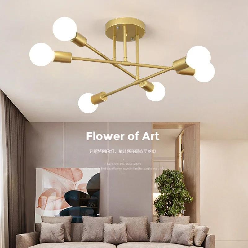 Vintage Ceiling Lamp Pendant Lamp Multiple E27 Lamp Base 6 Heads Black/White/Gold For Living Room Modern Simplicity LED Ceiling
