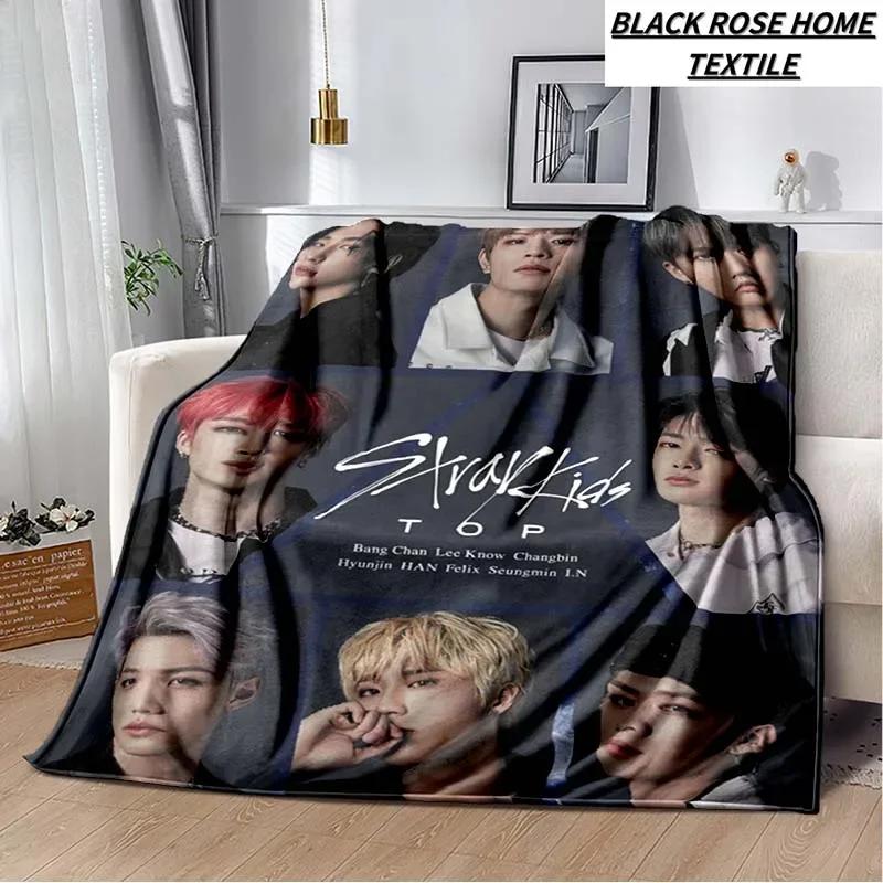 Manta con estampado de Arte de moda KPOP stray-kids Idol, sof de sala de estar, manta de felpa suave para dormir, Sbana de