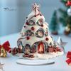 Sturdy Seasonal Shelf Decorations Winter Christmas Tree Cottage Table Decoration, Double Sided Acrylic Xmas Cabin Ornament Indoor Atmosphere