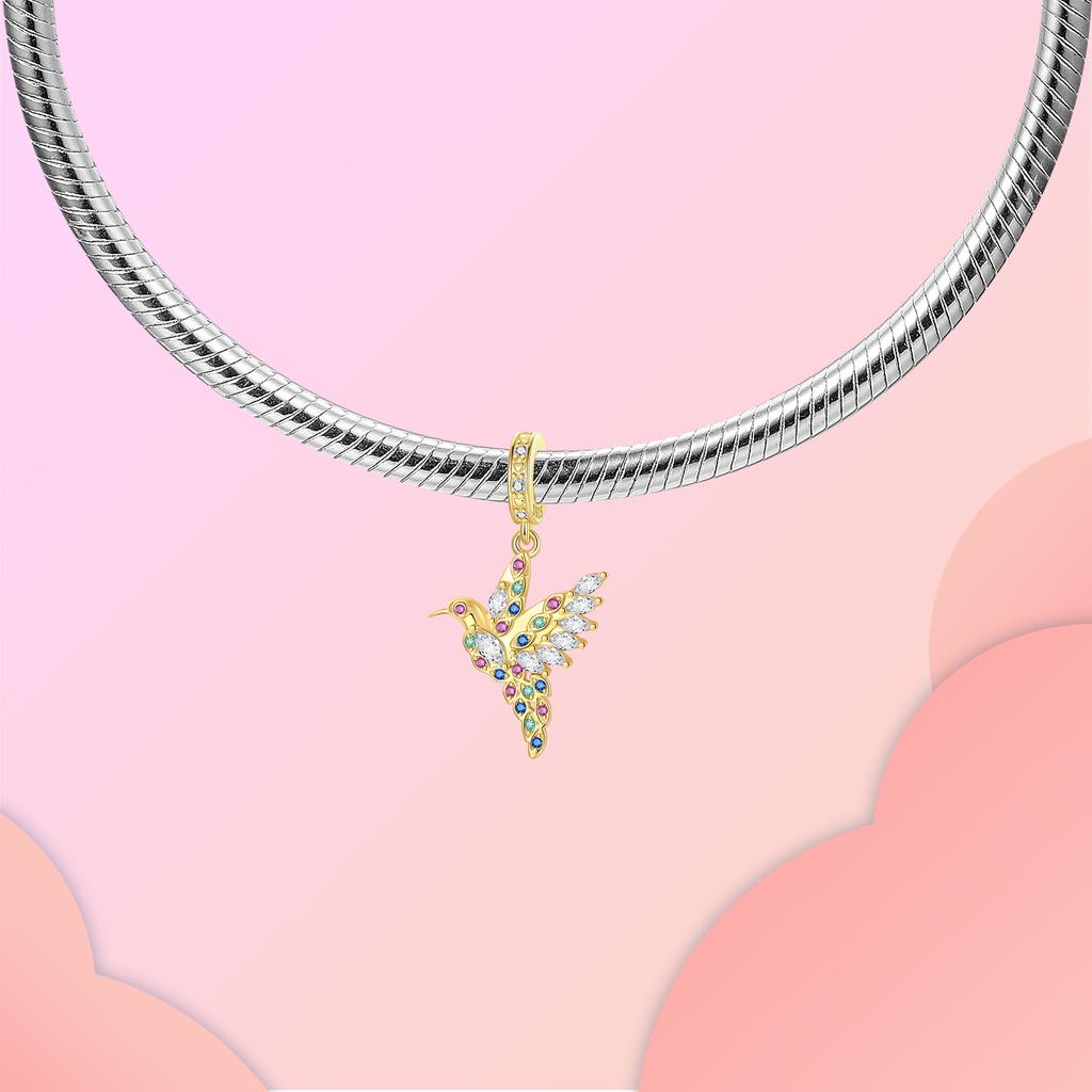 Copper Phoenix Hummingbird Love Pendant Charm Compatible With Bracelets Do It Yourself Bead Ms Premium Jewellery Valentines Birthday Gift