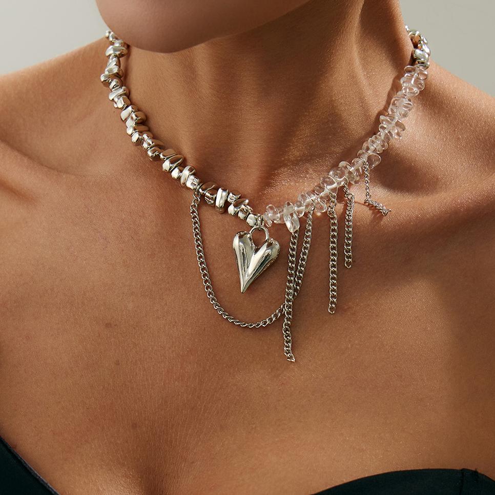 

Ingemark Bohemia Love Heart Tassel Pendant Choker Necklace for Women Ethnic Irregular Stone Adjustable Chain Neck Jewelry New