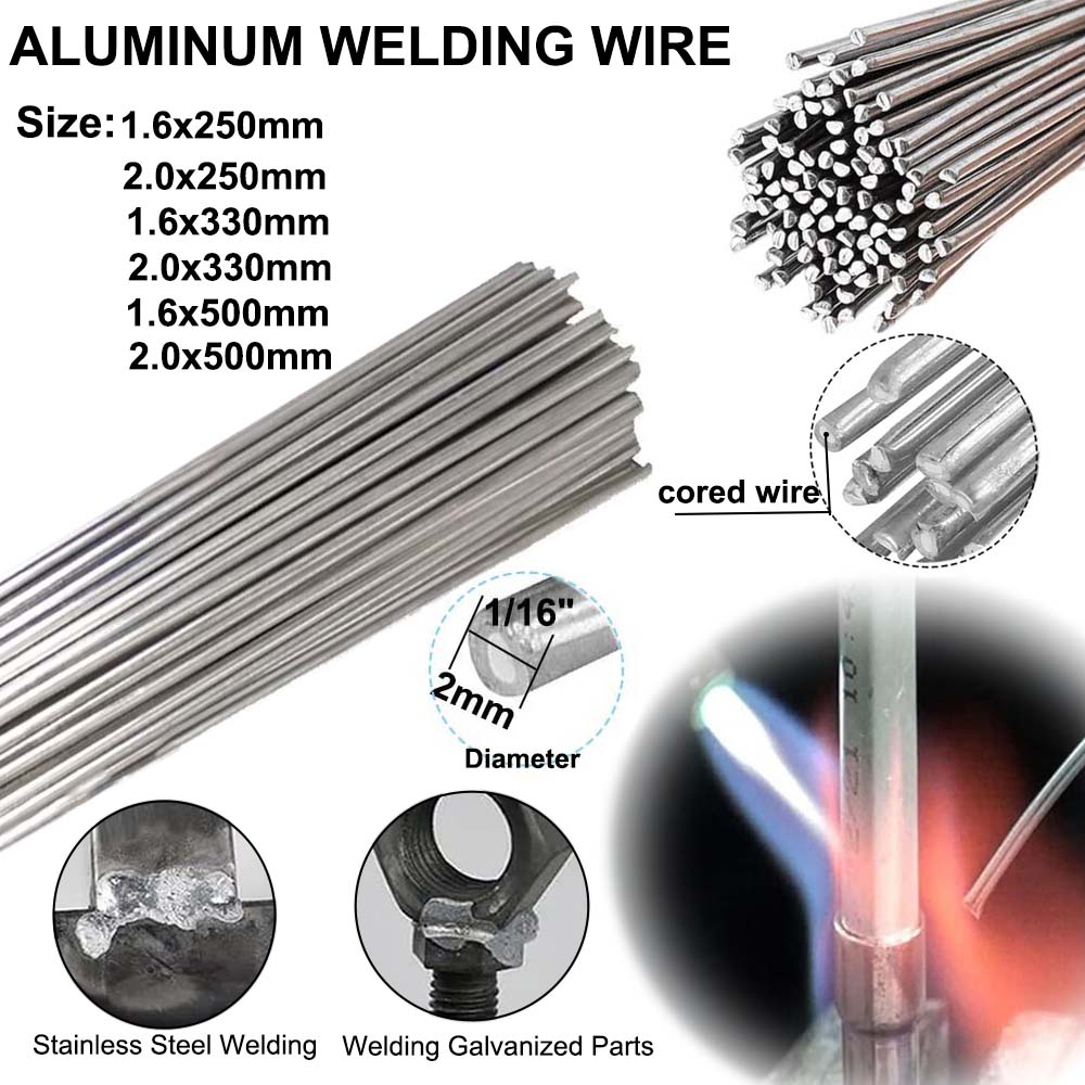 5-10Pcs Low Temperature Easy Melt Aluminum Universal Welding Rod Cored Wire Rod Solder No Need Solder Powder Weld Bar for Propane Torch