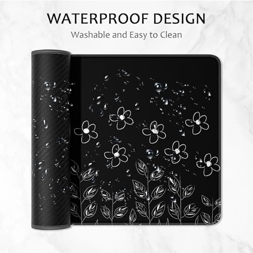 Simple black flower oversized desktop pad 400 * 900 * 3mm suitable for keyboard notebook and computer mouse pad