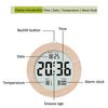 Round/Square Wooden Alarm Clock Nordic Style Battery Operated Multifunctional Electronic Clock Silent with Backlight