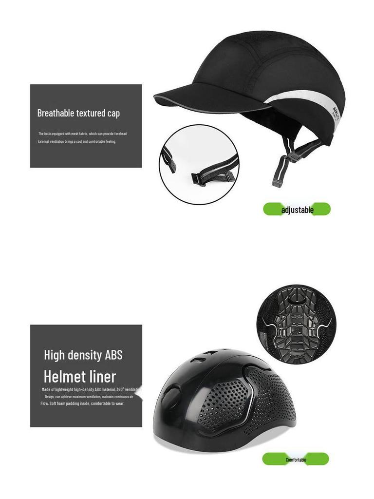 Casca ușoară CE EN812 Anti-Impact, Cască de siguranță respirabilă cu protecție solară, Șapcă de baseball cu cozoroc tip cioc de rață anti-cădere pentru atelier sau utilizare vara.