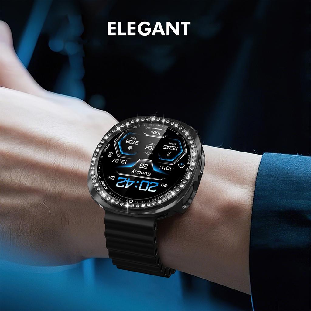 ENKAY HAT PRINCE Pour Samsung Galaxy Watch8 40mm Coque avec Film d'Écran en PMMA Décoration Strass Housse de Montre en PC
