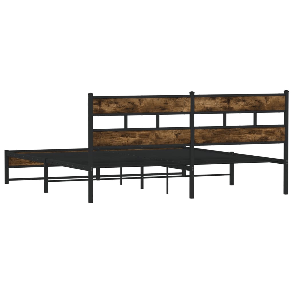Metal Bed Frame Without Mattress Smoked Oak Finish 200x200 Cm