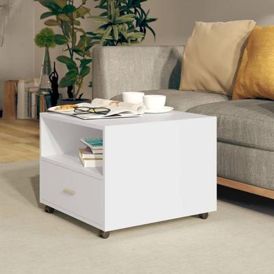 Vidaxl Coffee Table, White, 55X55X40 Cm, Wood-Based Material