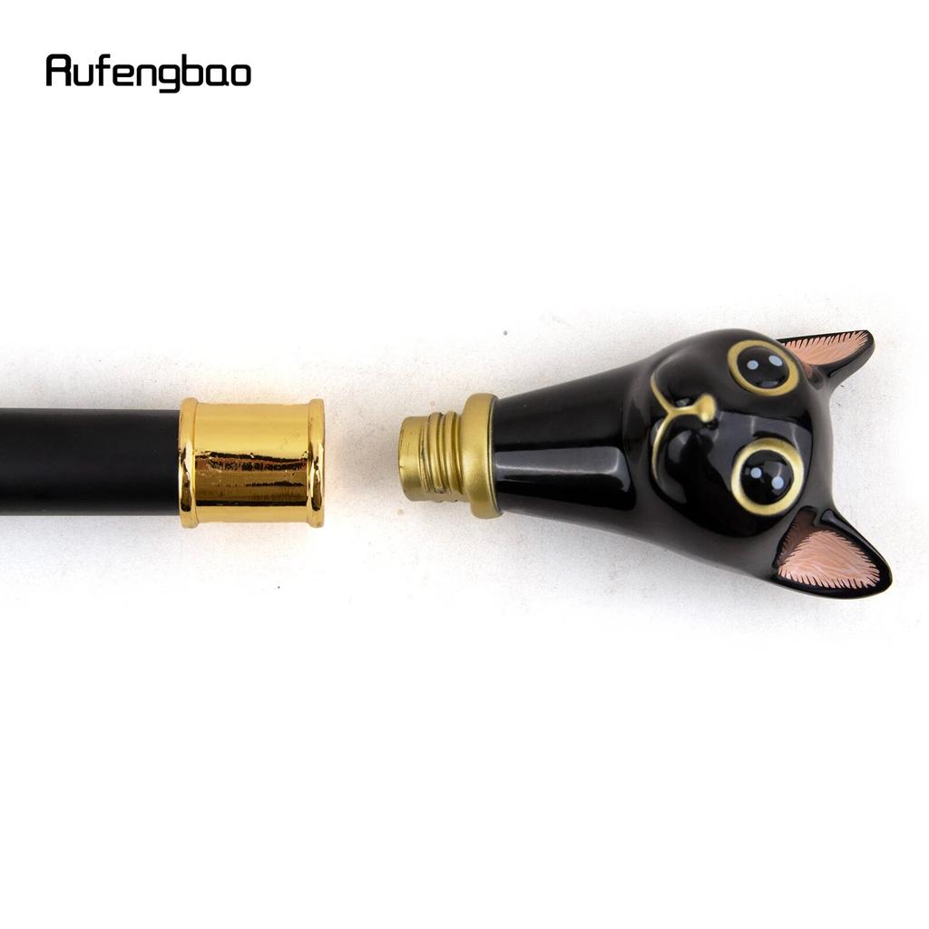 Schwarzer goldener Gehstock mit Katze, Gentleman und Kätzchen, modischer Gehstock, Gentleman Crosier, Knauf, Gehstock, 93 cm