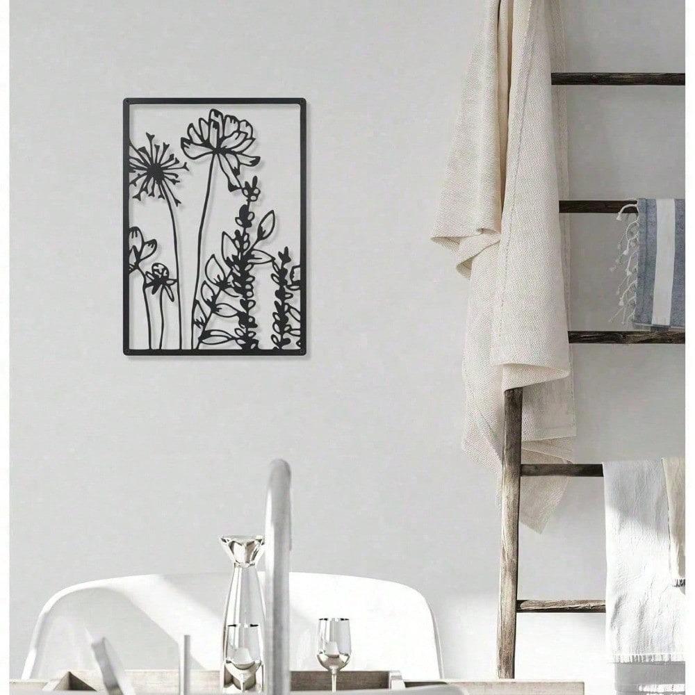 Aesthetic Metal Wall Art for Living Room, Bedroom Office Decor, Minimalist Nature Plant Prints, Easy to Hang, Housewarming Gift for Women