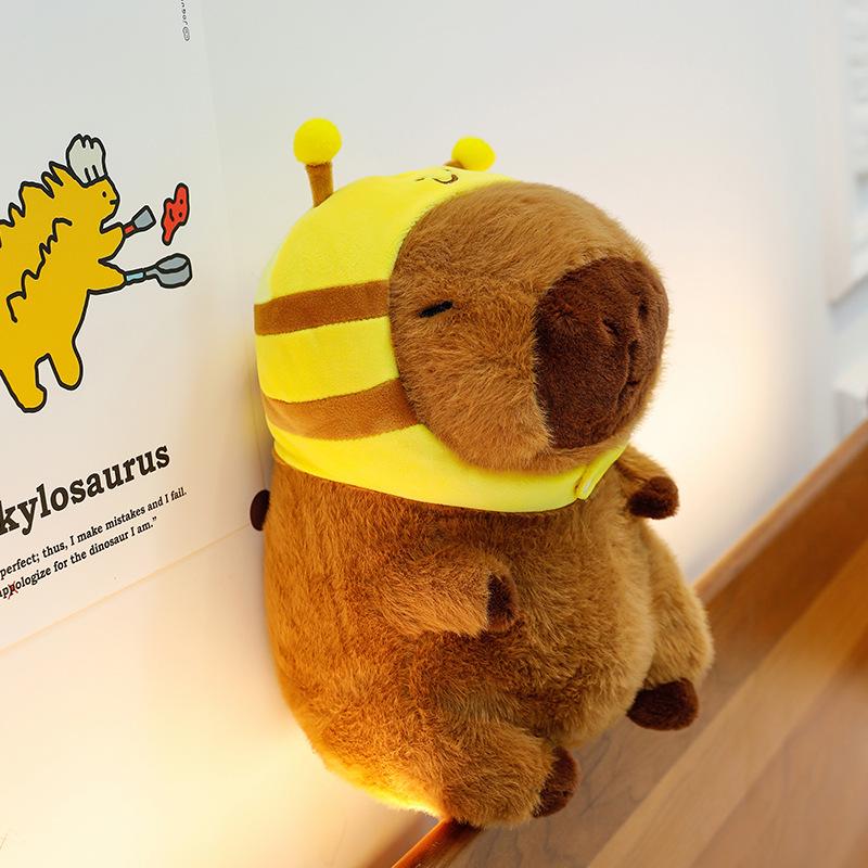 Capybara Plush Toy Pillow & Backpack - Bee Costume Gift