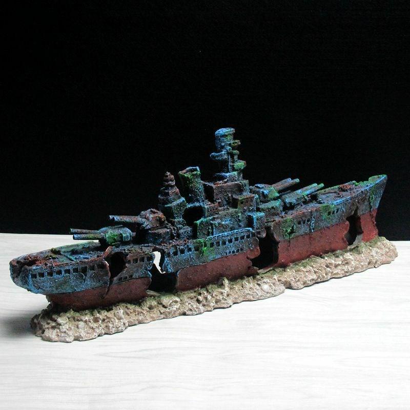 Aquarium Landscaping Warship Wreck Seabed Wreck Aquarium Ornament Resin Crafts