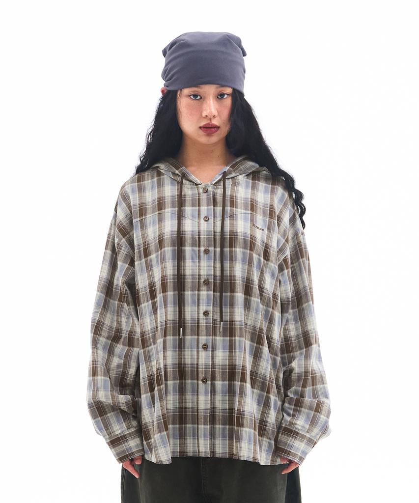 AMES-WORLDWIDE Check Hoodie Hemden Blau