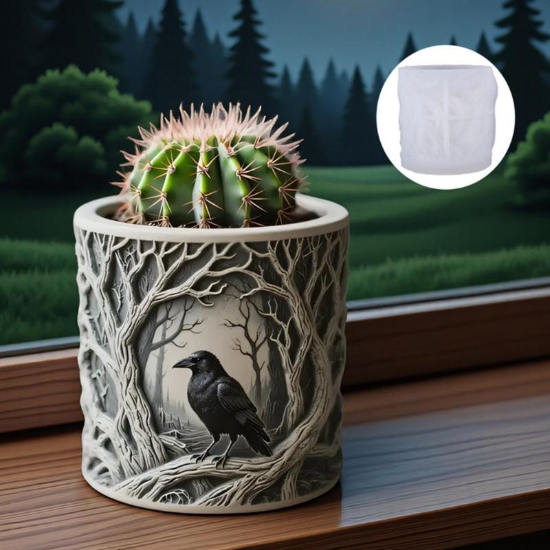 Silicone Crow Planter Craft Mold Suitable for Resin Jewelry Concrete Cement Crafting and Home Decorating Projects