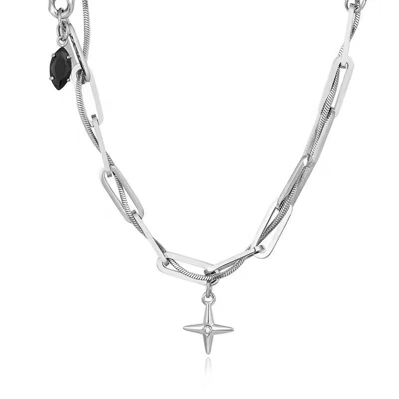 Cross Star Bracelet for Men, Light Luxury, Niche, High-End Feel, Trendy Brand, Versatile Titanium Steel, Non-Fading, Men's Design Sense Jewelry,