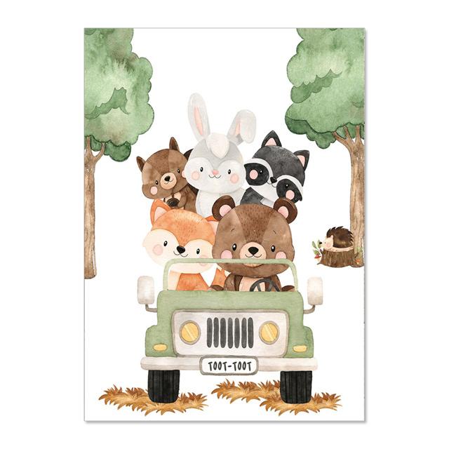 Animal Rabbit Sika Deer With Flowers Nursery Wall Art Canvas Painting Posters And Prints Wall Pictures Baby Kids Room Décor No Frame