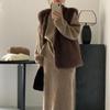 Lazy Loose Crew Neck Sweater Skirt Set Autumn and Winter Versatile Knitted Sweater Two-piece Set