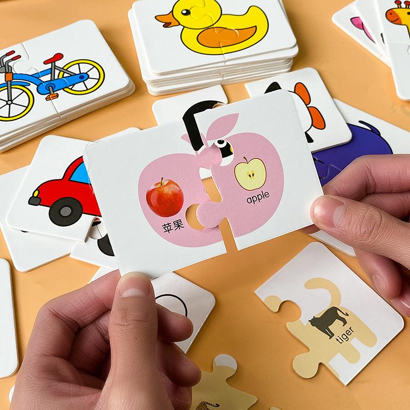 32 ks Párovací karty pro batolata Raná montessori vzdělávací puzzle Hračky Kreslené puzzle Zvíře Barva Tvar Kognitivní trénink Dárky