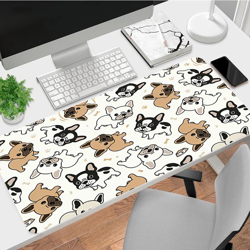 French Bulldogs Xl Gaming Mouse Pad Nonslip Rubber Base Stitched Edge Waterproof Desk Mat For Pc Laptop Gamer Office Computer Accessories C927312