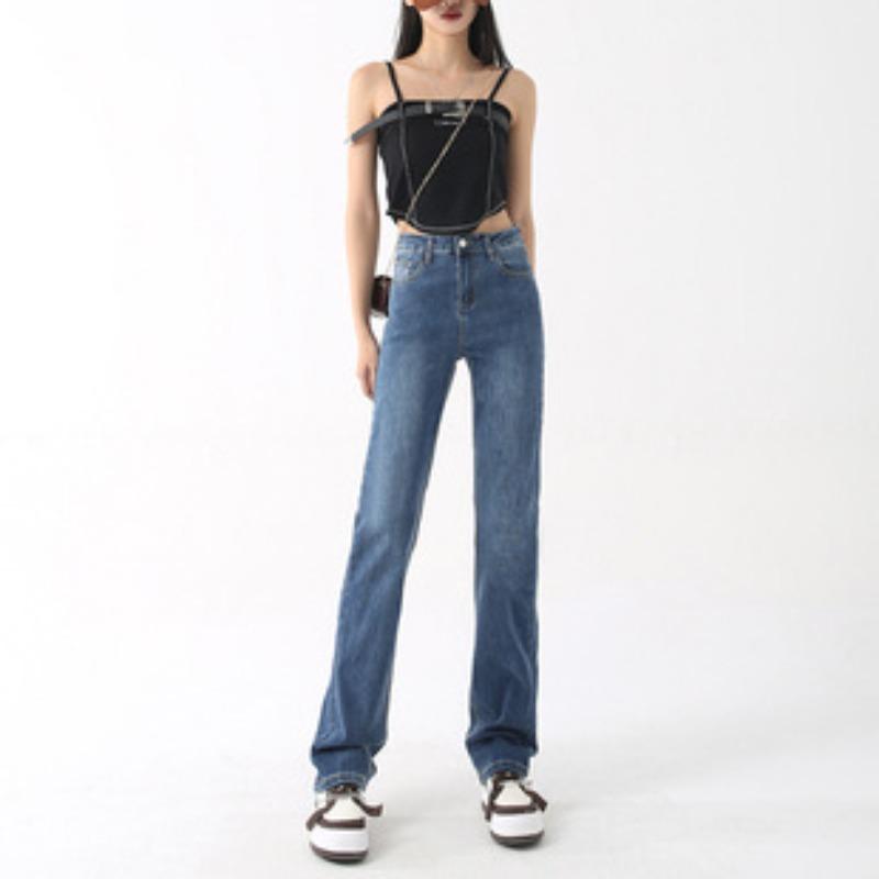 

Весенние и летние джинсы для женщин Летом новые прямые брюки-сигареты с высокой талией для женщин Универсальные узкие прямые брюки Meat Cover 2XL