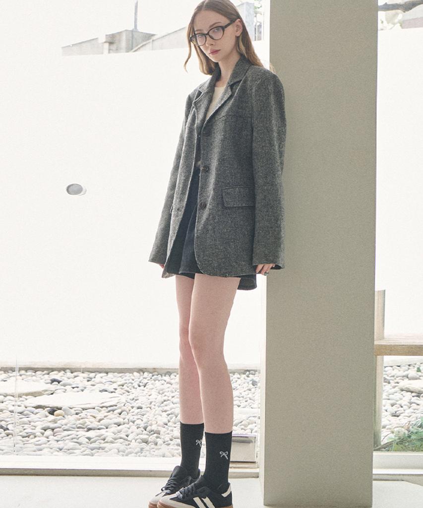 Slowlolli [50% Wool] Wool Herringbone Jacket