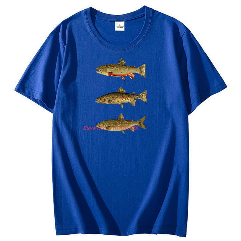 Vintage Lake Trout Rainbow Trout And Brook Trout Graphic T Shirts Cotton Short Sleeve Tshirts Unisex New Shirts And Tshirts