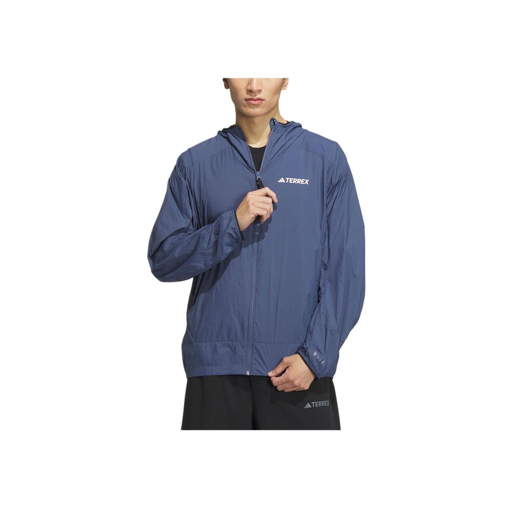 Adidas Lightweight Wind.RDY Windbreaker Solid Color Windproof Breathable Water-Repellent Sports Hoodie Men Outerwear Gray Blue IS0272