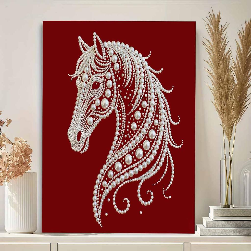 Crystal Pearl Painting 5D DIY Frame Decoration Painting White Horse Home Wall Decoration Transparent Pearl Gemstone Painting Picture Art Crafts