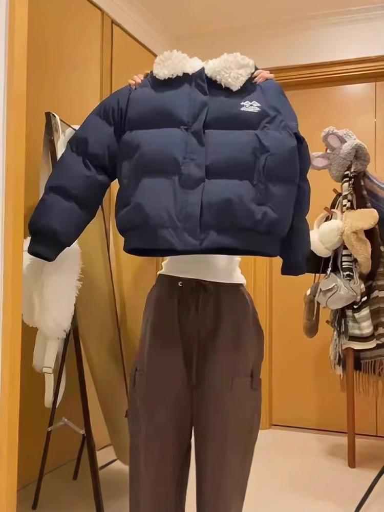 

2024 Retro Winter Women s Short Lambswool Padded Jacket - Thick Cotton Coat M