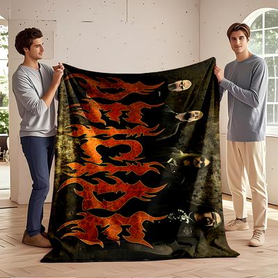 Deicide Band Flame Logo Artwork Blanket Flannel Blanket for Bedroom, Living Room, Sofa, and Nap Sofas.