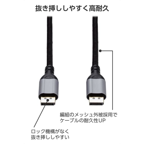 ELECOM Displayport Cable 1.2 Standard 2m 4K@60Hz DP to DP Nylon Mesh Heavy Duty Transmits Audio Signals 21.6Gbps High Speed ??Computer/Display/Project