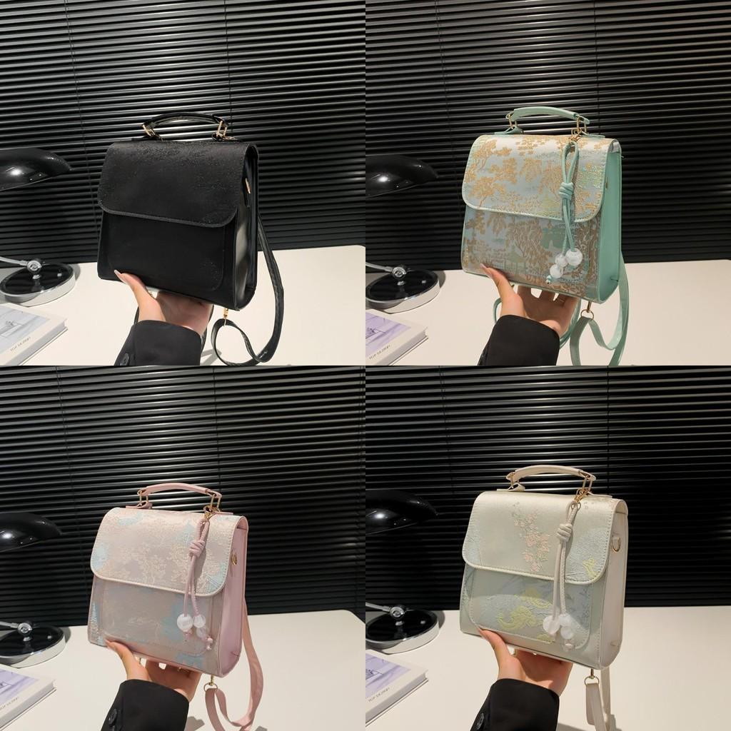 Chic Mid-sized Double Strap Backpack For Girls In Black Green Pink And White Colors