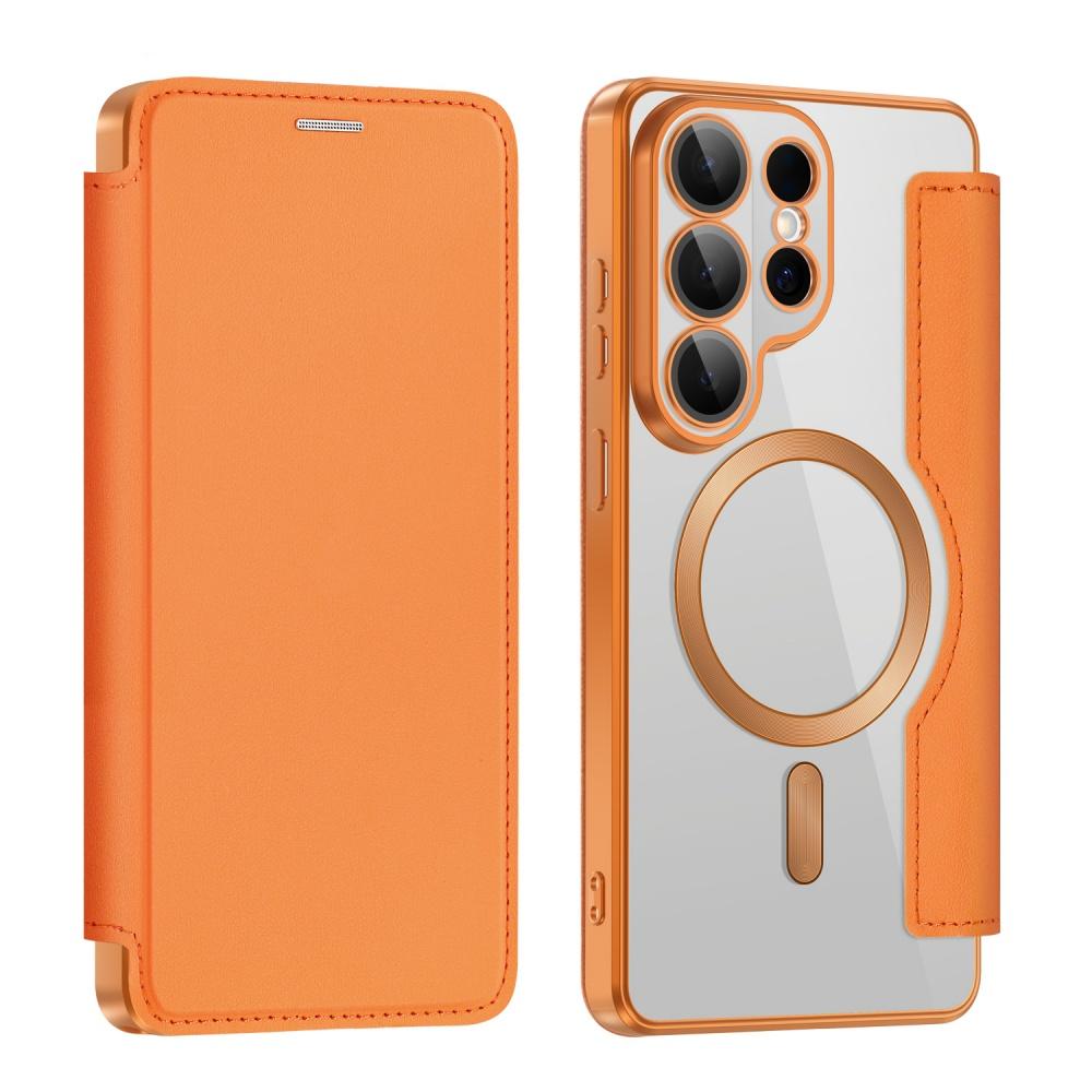 Leather Flip Phone Case for Samsung Galaxy S25 S26 Ultra Plus S25 FE Edge S24 S25 Ultra For Magsafe Card Wallet Mangnet Funda