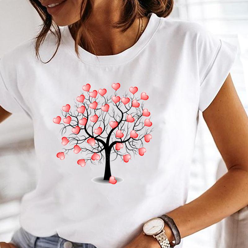 T-shirt Mode Été Haut Femme Manches Courtes Pissenlit Tendance Style Mignon Impression Mignonne T-shirt Dame Vêtement Féminin T-shirt Graphique Décontracté