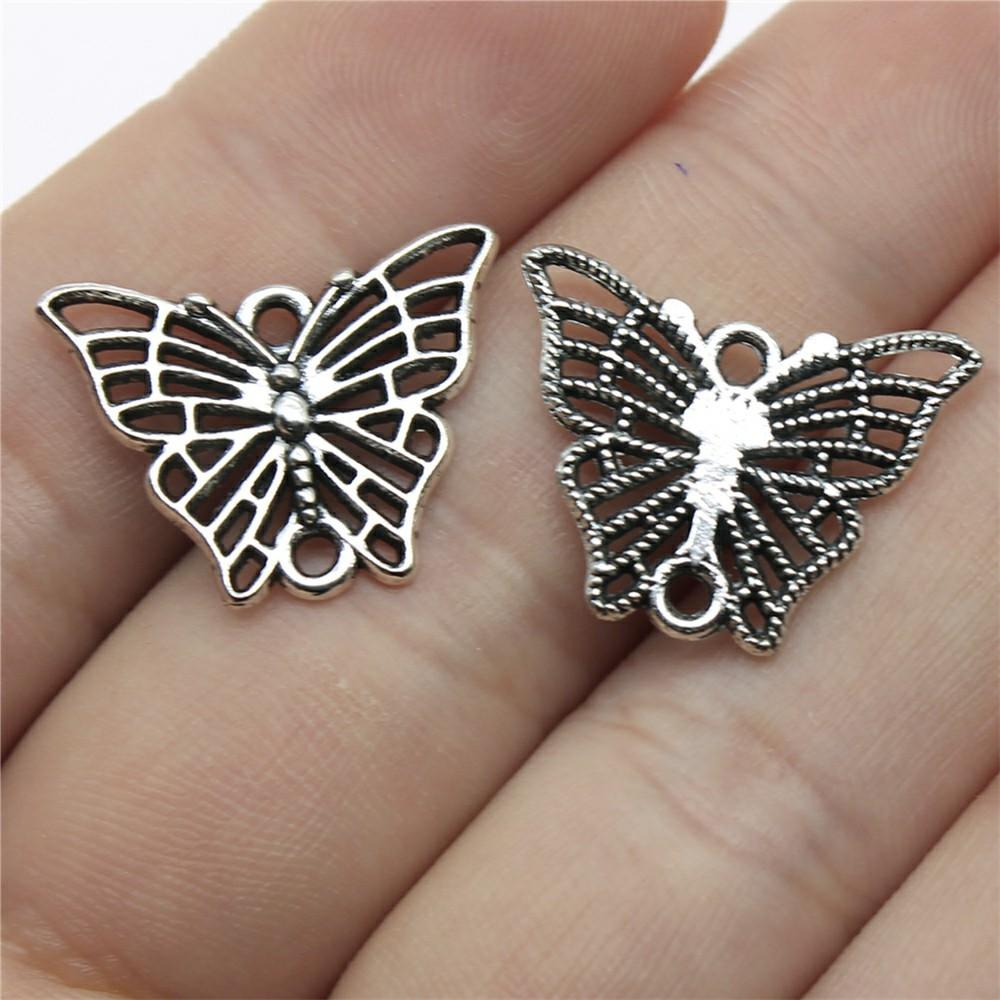 20 Stück Anhänger Schmetterling Antiksilber Farbe Anhänger DIY Basteln Herstellungszubehör Handgemachter Tibetischer Schmuck