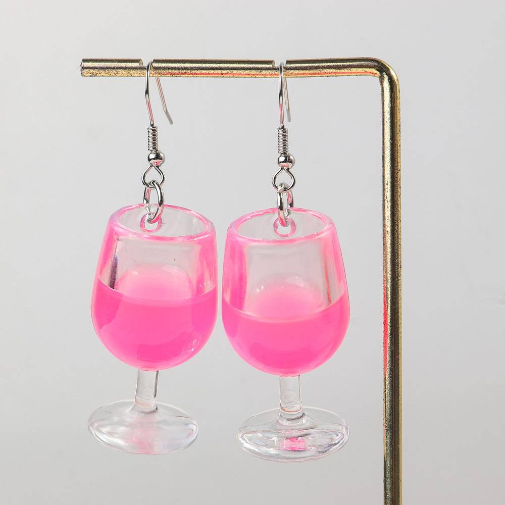 New Large Red Wine Glasses Acrylic Dangle Earring for Women Resin 3D Drink Cup Bottle Drop Earring Funny Creative Jewelry Gifts