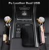Pair Left + Right PU Leather Car Seat Gap Storage Box Crevice Organizer Pocket Dual USB Cup Holder