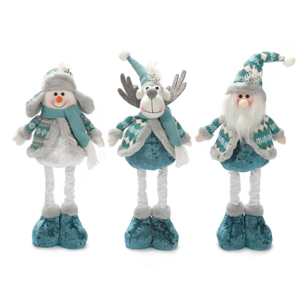 Retractable Blue Santa Claus, Snowman & Elk Christmas Ornaments