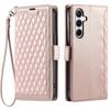 For Samsung Galaxy A16 5G/4G Leather Case Rhombus Texture Wallet Stand Phone Cover with Wrist Strap