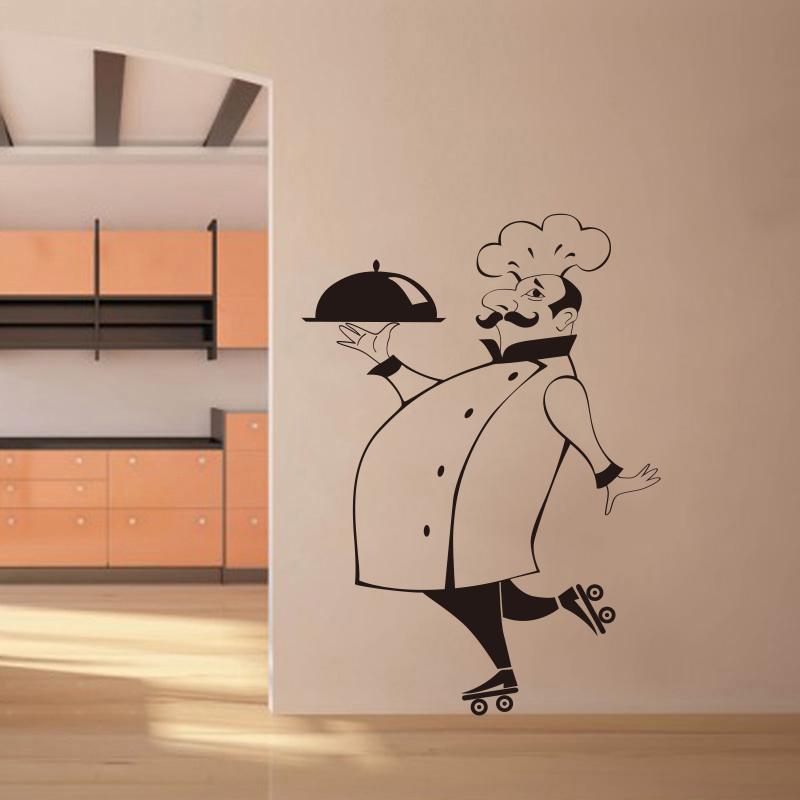 Funny Chef Wall Stickers For Kitchen Tile Glass Walls Waterproof Vinyl Wall Sticker Home Decor Wall Decals House Decorationgg-49