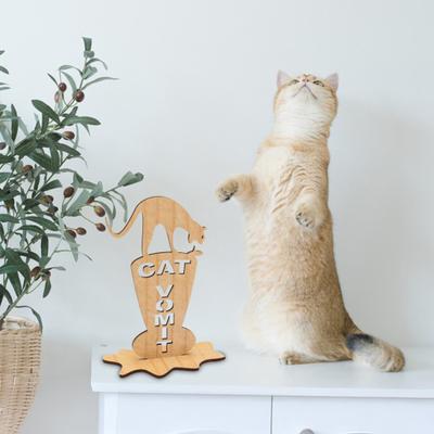 Cat Vomit Sign Funny Wooden Cat Vomit Caution Sign Office Desk Vomiting Cat Sign Prank Gift for Colleagues Cat Owners