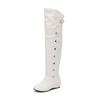 Plus Size Round Toe Wedge With Warm Plush Lining Slip-On Women'S Over The Knee Boots With Rivet Buckle Long Boots