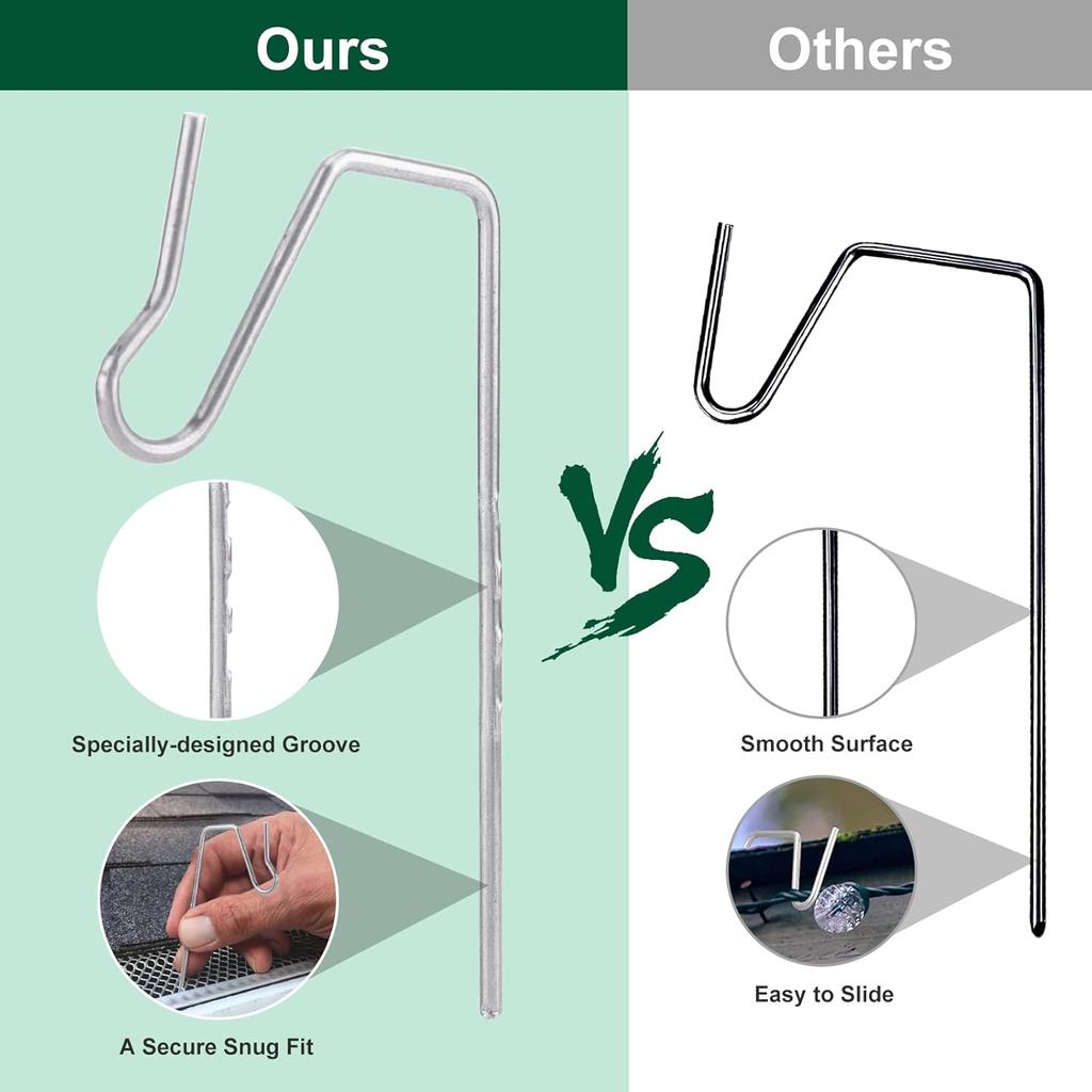 60-Count Metal Gutter Hooks for Outdoor Christmas Lights, Outside Lights Gutter Hangers for Gutter Guards Mesh Leaf Filter Shingles Eaves Fences,