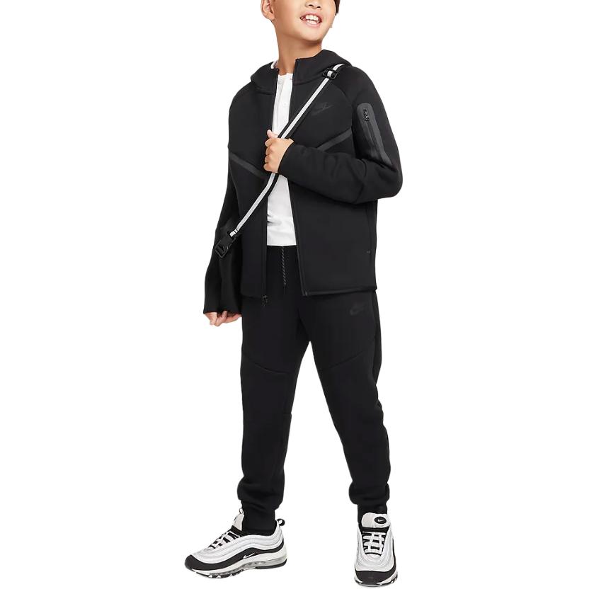 Nike Abbigliamento sportivo Tech Fleece Elegante Comodo Morbido Versatile Maglia Pantaloni da jogging Pantaloni da jogging per bambini Nero HV5869-010