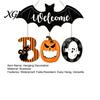 Wall Hanging Party Decoration Halloween BOO Door Sign, Spooky Bat Welcome Wooden Ghost Pumpkin Rustic Board Black Cat Hanger Ornaments for Front
