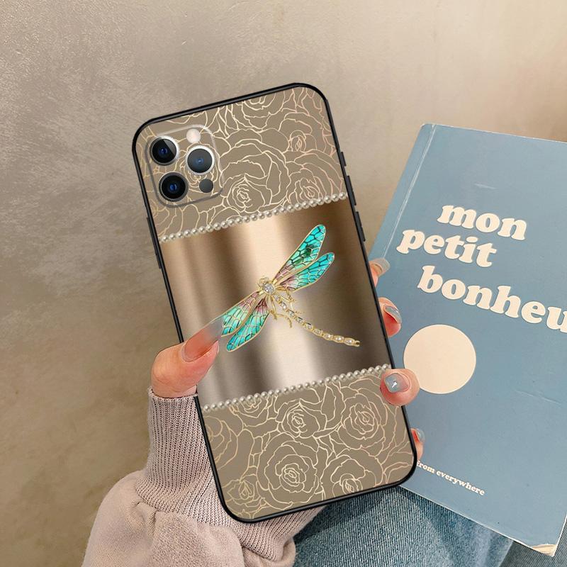 Floral Colorful Dragonfly Case For iPhone 17 Air 14 16 15 11 12 13 Pro Max 12 mini XR 15 16 Plus 16e Back Cover Shell